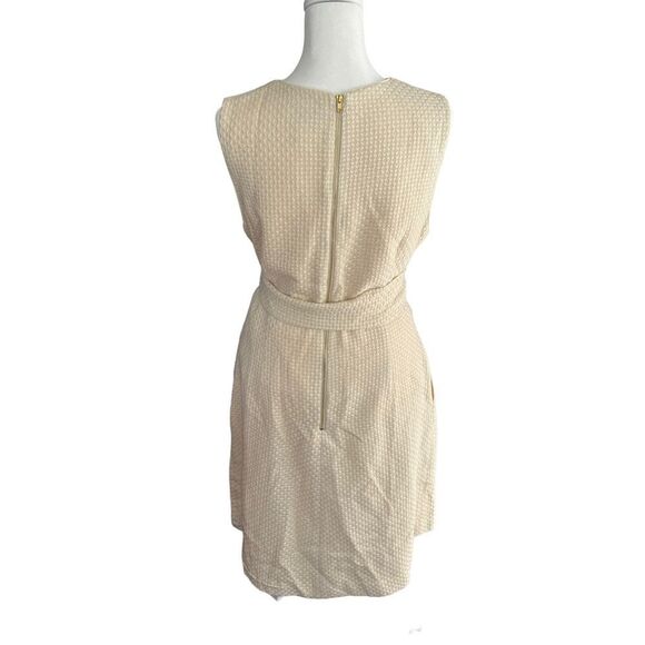 Elizabeth McKay New York Wool Fit & Flare Midi Dress Cream Textured Belted Size - Picture 8 of 11